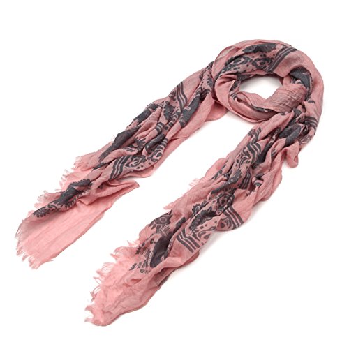 Unique Viscose Aztec Elephant & Paisley Print Frayed End Scarf - Diff Colors2