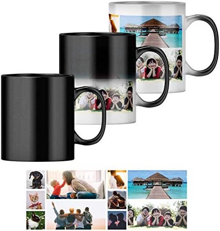 Personalised Heat Change Mug with Two Photo Collage (11oz) Personalise 2 Photos. Magic Heat Collage Photo Mug Gift