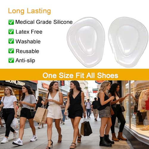 Image of Metatarsal Pads Ball of Foot Cushions Gel Forefoot Pads Adhesive Shoe Inserts for Heels Flats Boots Sneakers Universal Fit for Men Women 3 Pairs (One Size Fits All, Count, 6)