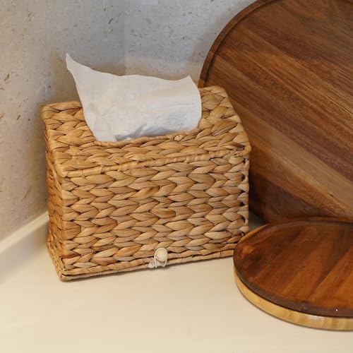 Water Hyacinth Hand Towels Box Cover for Kleenex Disposable Paper Hand Towels, Handwoven Towel Holder, Wicker Tissue Box Cover for Bathroom, Bedroom, Office, Tabletop, Kitchen - Image 3