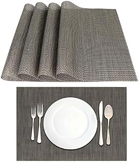 Place Mats, Placemats Set of 4 Non Slip PVC Table Mats Heat Resistant Placemat Washable Mats for Kitchen Dinner Table