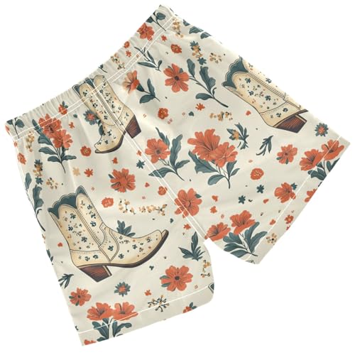 Pigsaly Boys Swim Trunks Cowgirl Boots Western Vintage Cowgirl Boys Board Shorts Swimsuit Swimwear Summer Bathing Suit XS Multicolor2