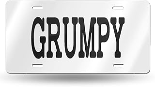 Jiapaper Grumpy License Plate Frame Metal License Plate Frame, Aluminum Made License Plate Cover 2 Pack, 2 Holes Novelty License Plate Frame for American Vehicle License Plate Frame