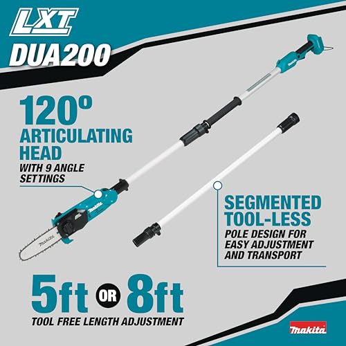 Makita 18V LXT Brushless 8" Pole Chainsaw Kit with 5.0Ah Battery, Charger, 5’/8’ Adjustable Pole, XPT Dust & Water Resistant, Tool-Less Chain Adjustment by Makita - Image 2