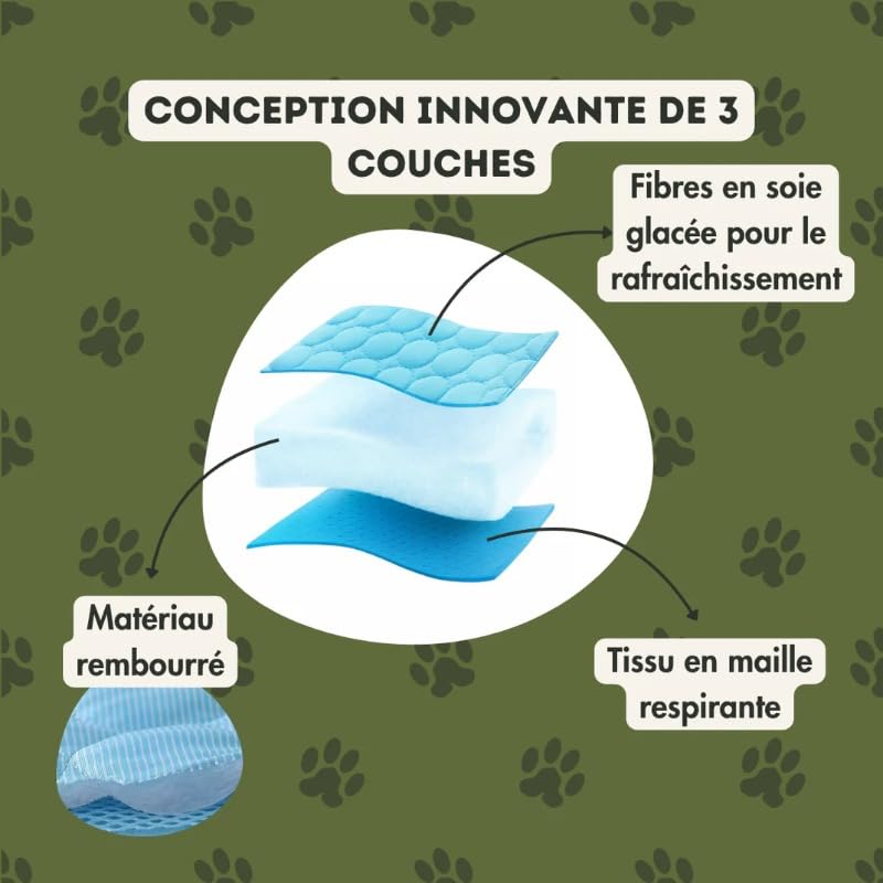 CroqPatte Croq’Fresh - Le Tapis Rafraîchissant L'été Tapis Frais Et Durable pour Chien Chats (Bleu,XXL-150X100cm)