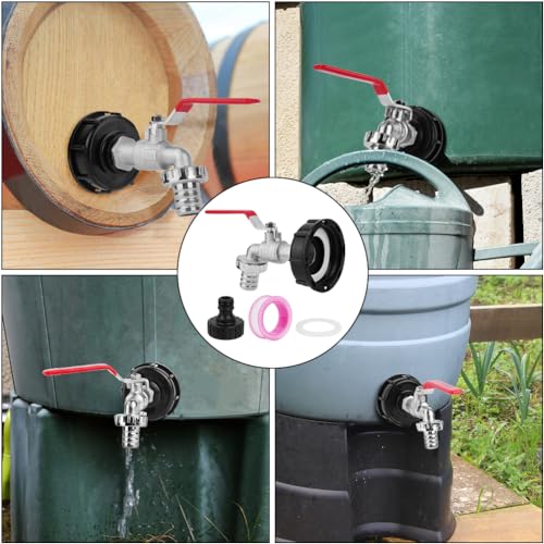 HOTUT 3/4" Brass IBC Tank Fittings, Leakproof Water Butt Tap with Hose Connector - Image 4