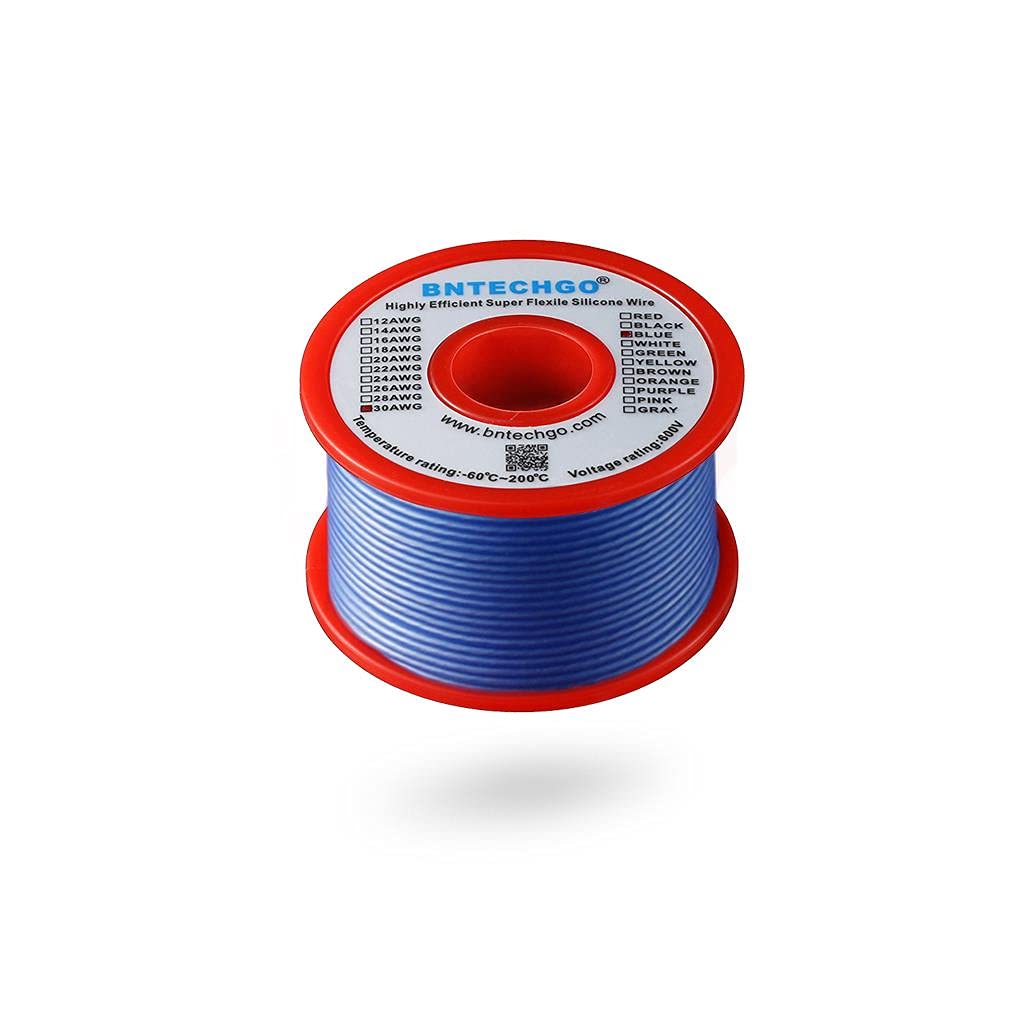 BNTECHGO 30 Gauge Silicone Wire Spool 50 ft Blue Flexible 30 AWG Stranded Tinned Copper Wire - Image 2