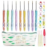Latest Set of 27 PCS Small Size Crochet Hook Set with Case,Ergonomic Handle Crochet Hook Needles for Arthritic Hands, Thread Crochet Steel Lace Hooks Size 0.8mm to 2.75mm