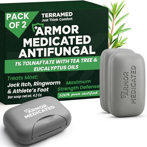 Image of Antifungal Soap Medicated Jock Itch Treatment with Tea Tree Oil 2 Pack | Medicated Jock Itch Treatment, Fights Ringworm & Athlete's Foot, Soothing Tea Tree & Eucalyptus, Effective Relief, Soap Case