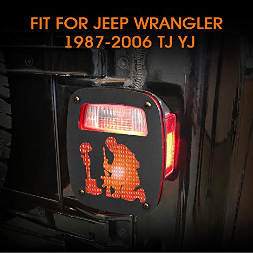 Partol YJ Tail Light Cover For Jeep Wrangler TJ YJ 1987-2006, Exterior Tail Light Guard Protect Shade Hollow Out Rear Tail Light Covers (Soldier)