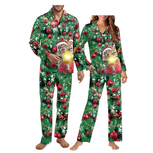 Christmas Couples Matching Pajama Family Pj Set for Women and Men Christmas Long Sleeve Loungewear Holiday Sleepwear