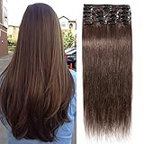 8 Tressen Haarverlängerung mit Clips an, fügen Länge und Volumen in 5 Minuten hinzu, ohne Ihr Haar durch Leim oder Klebebänder zu beschädigen.