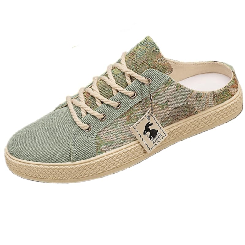 Men's Summer Canvas Shoes - Breathable Half-Slip On Casual Sneakers | Lightweight Lazy Loafers for Everyday Comfort