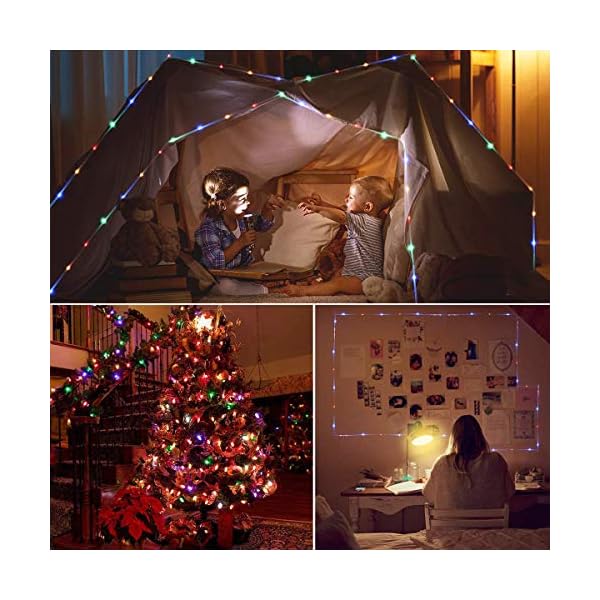 Fitybow led rope lights battery operated string lights 40ft 120 leds 8 modes hanging fairy lights dimmable/timer with remote for camping party halloween christmas decoration - image 7