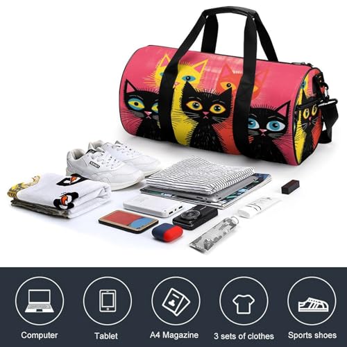 Travel Duffle Bag Five Peach Cats Weekender Bags for Women Large Capacity Travel Overnight Bags Foldable Carry On Tote Bags Lightweight Sport Gym Bag For Travel/Gift, 17.7in/9in/9in, white4