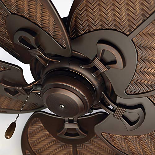 Luminance Kathy Ireland Batalie Breeze Outdoor Ceiling Fan, 52 Inch | Large Metal Fixture with Palm Leaf Blades, Quiet Motor, and Pull Chain | Tropical Style for Outside and Indoor Home Decor, Bronze - Image 5