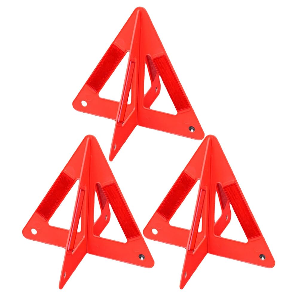 SOLUSTRE 3pezzi Segnale di Avvertimento Triangolare Riflettente per Auto Triangolo di Segnalazione Stradale di Triangoli di Sicurezza per Veicoli