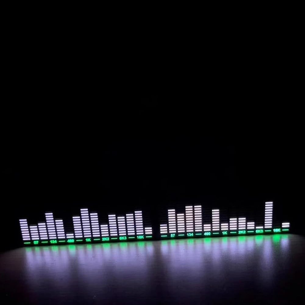 LED-Audio-Display-Modul, Zweik-Mikrofon und 3,5-mm-Eingang für Umgebungsbeleuchtung, Dekoration, Audio-Nachrüstung, 215 mm x 33 mm x 16 mm, 20 Hz - 25 kHz