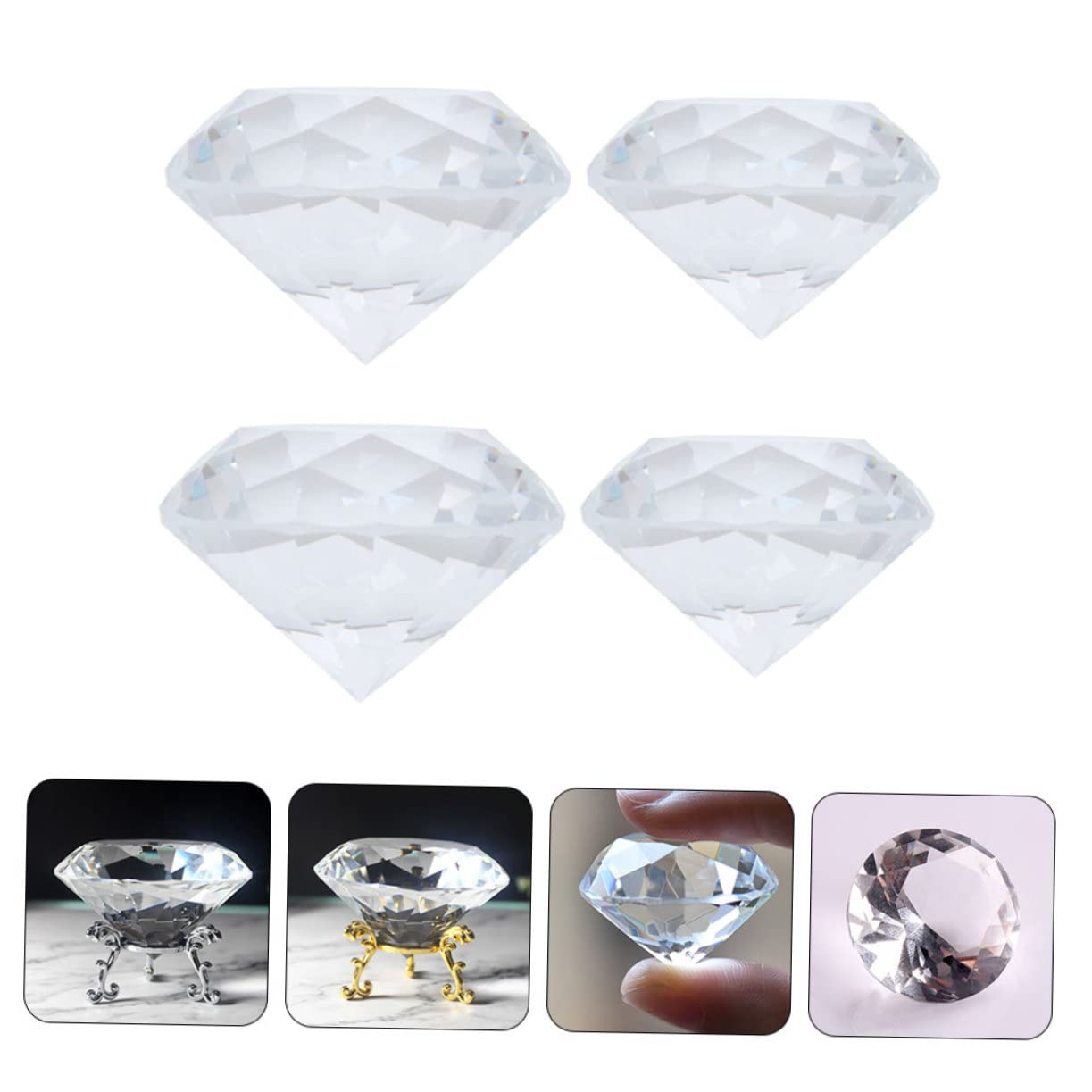 Kisangel Adorno de Diamante Falso de Cristal 4 Piezas para Manicura