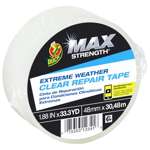 Duck Brand All Weather Indoor/Outdoor Repair Tape, Weatherproofing, Clear & UV Resistant, 1.88-Inch x 33.3-Yards, Single Roll, 281230 - Image 3