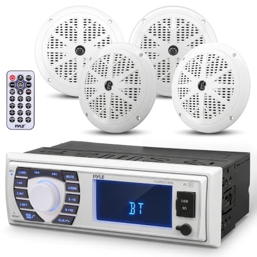Image of Pyle Marine Radio | Single DIN Radio, Boat Stereo, Bluetooth, 4 Speakers