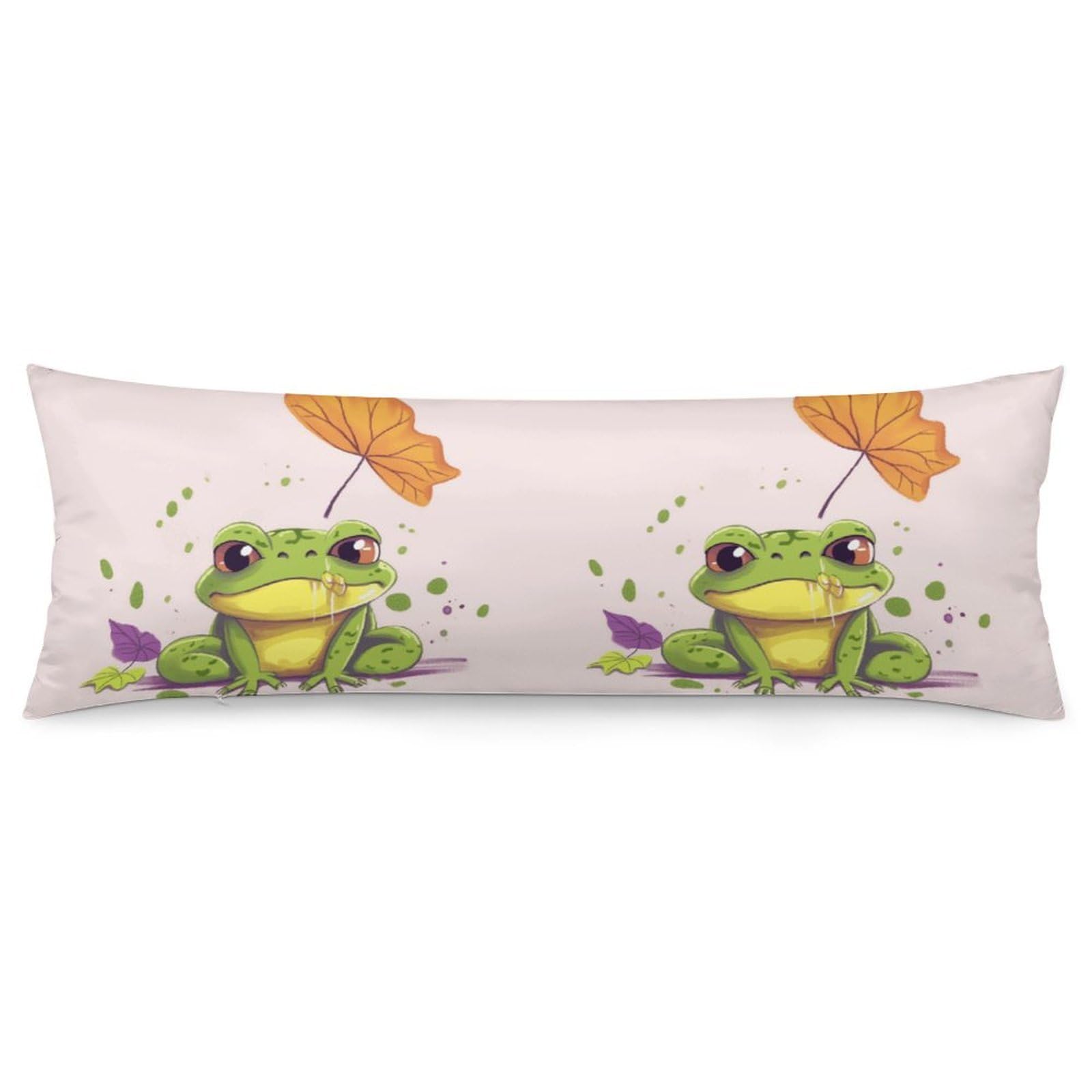 2 Pack Pillow Cases for Hair and Skin, Soft Breathable Pillow Case Covers with Hidden Zipper, Leaves and Frog Pillowcase 20"x54" Pillow Covers for Sleeping Gift