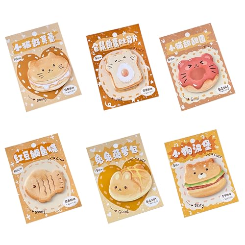 PAVIKE ポストイット 強粘着 付箋 6冊 可愛い ブロックメモ 伝言メモ 学習ふせん ノートメモ用紙 メッセージシール 文房具 オフィス 教室 学生