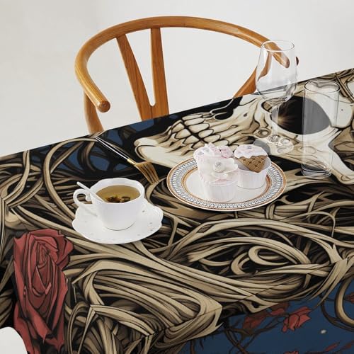 Nappe de table rectangulaire imprimée tête de mort pour cuisine