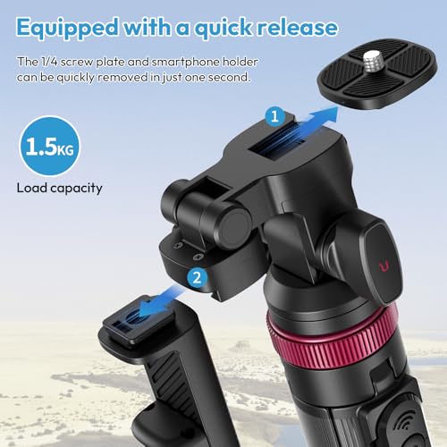 ULANZI MT-78 2-in-1 Mobiele Telefoon Camera Statief Uitschuifbaar 185 cm Selfie Stick Met Telefoonclip, 360° Balhoofd en Flitsschoen Voor Sony Canon iPhone 16 - Afbeelding 4