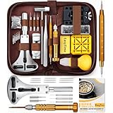 EasyTime腕時計修理キット、時計リンク取り外しツール、時計バンド調整、時計バックケースオープナー、スプリングバー、取扱説明書、バッテリー交換やストラップの分解に最適