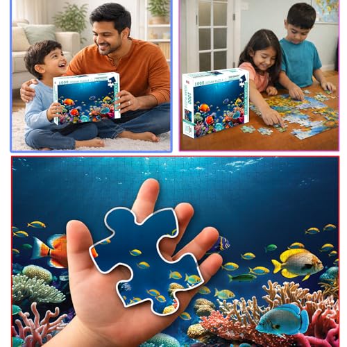 Image of Ocean World Jigsaw Puzzle - 1000 Piece Puzzle | Underwater & Marine Life Brain Game | Educational Gift for Puzzle Lovers and Sea Enthusiasts