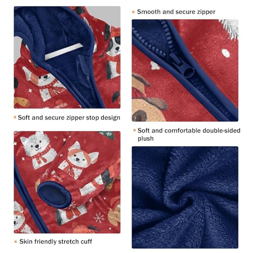 Christmas Cute Dogs Girls Fleece Jacket Girls Fall Jacket Girls Zip Up Hoodie Girls Sherpa Jacket 2-10T3