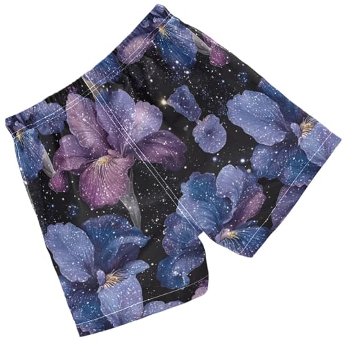 Pigsaly Boys Swim Trunks Dark Purple Lilac Gradient Flower Boys Board Shorts Swimsuit Swimwear Summer Bathing Suit 5T2