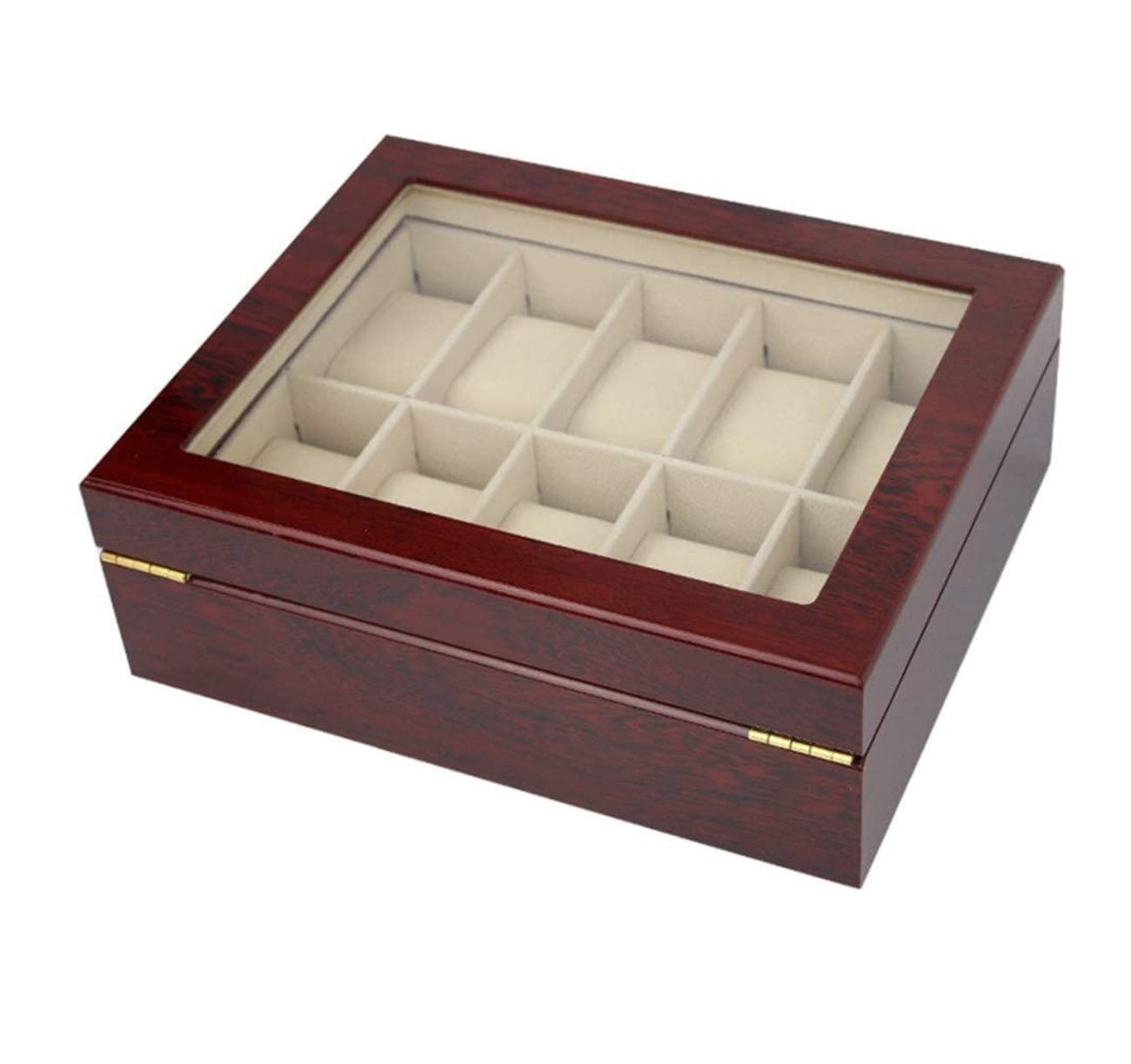 Estuche Relojes Caja De Reloj Madera Maciza Clásica, Soporte 10 Ranuras, Organizador Almacenamiento, Colector con Parte Superior Transparente Organizador