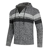 allthemen cardigan da uomo con cappuccio e cerniera color block in pile sweater casual a manica lunga spesso per autunno inverno grigio scuro l