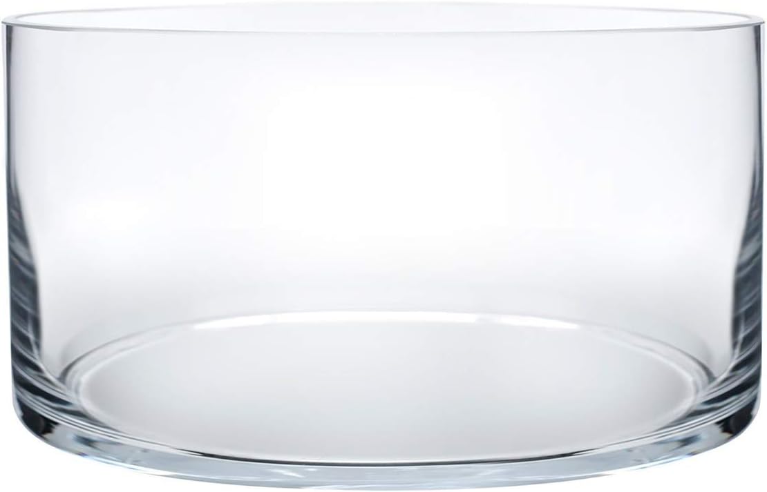 Royal Imports Flower Glass Vase Decorative Centerpiece for Home or Wedding - Cylinder Shape, 4" Tall, 8" Opening, Clear