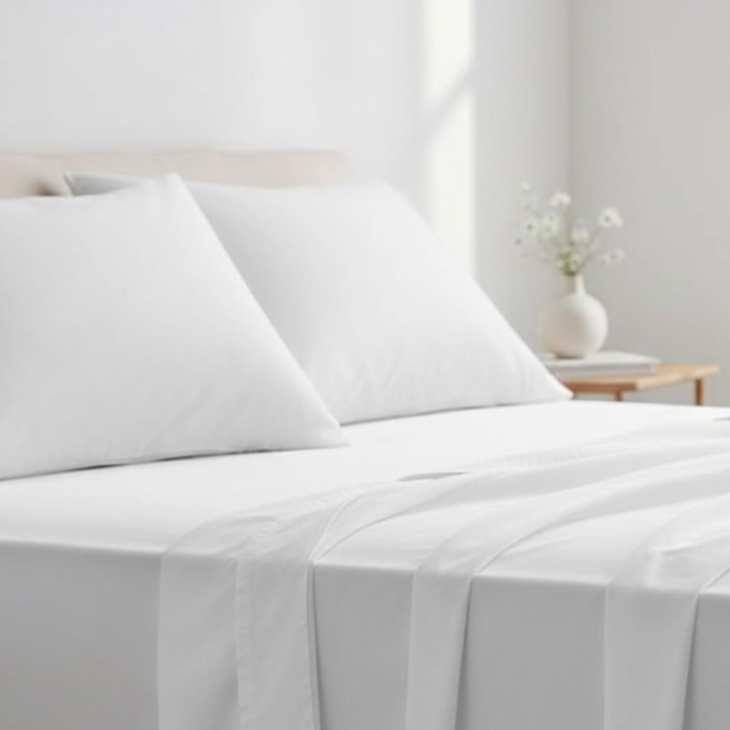 domus&trend - Completo Letto Matrimoniale con Lenzuola Matrimoniali Cotone 100% 260x290 + 1 Lenzuolo con Angoli Matrimoniale Coprimaterasso Sotto 180x200x30 + 2 Federe a Sacco 50x80 (Bianco)