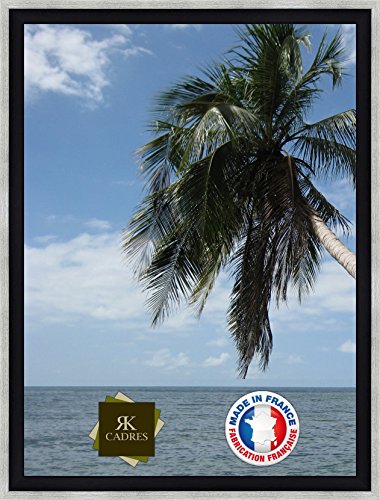 RK Photo Frames Marcos para Tus Fotos en Lienzo 70x90 / 90 x 70 Marco de la Foto Negro Plata, 4 cm de Ancho, Marco de Madera de Fotos