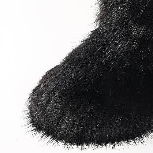 Image of Valpeak Snow Boots for Women 2024 Furry Boots Winter Knee High Flat Heel Fluffy Faux Fur Boots
