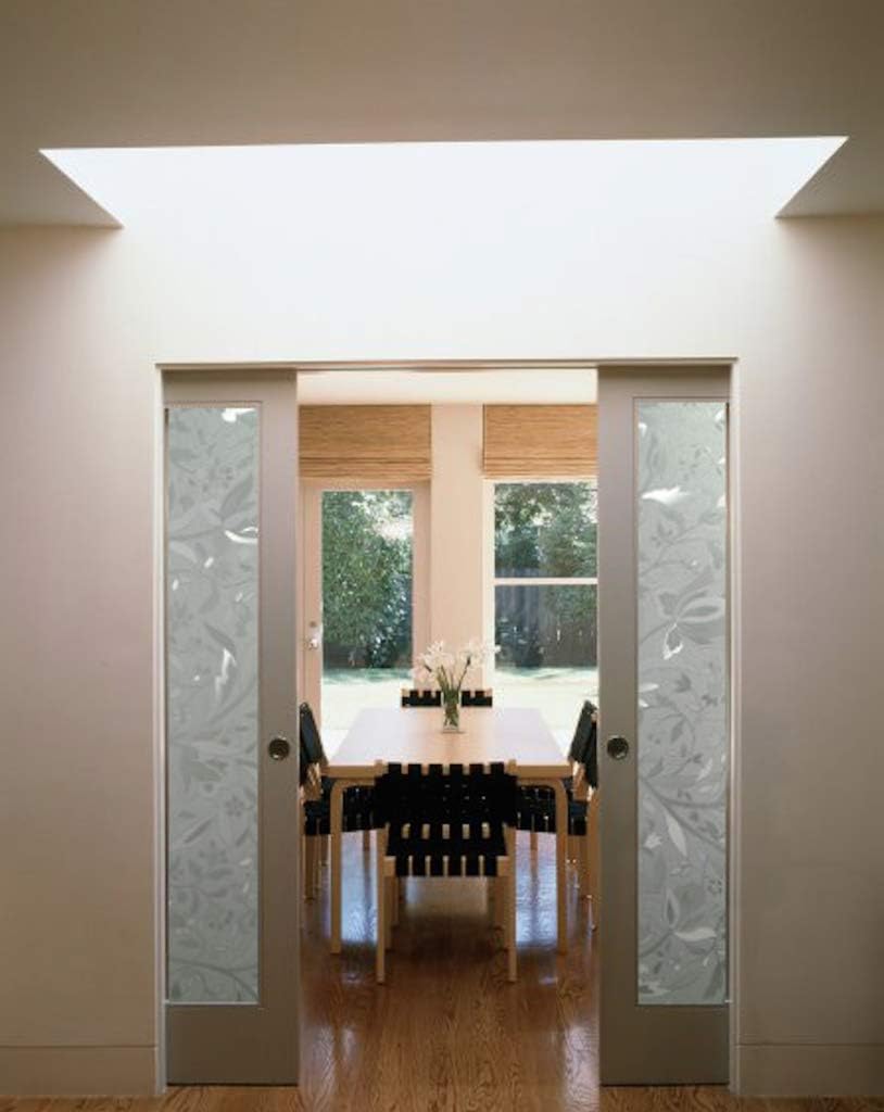 Floral Glass Privacy Window Film Series 5, Self Static Adhesive Cling, 35.5 inches by 72 inches