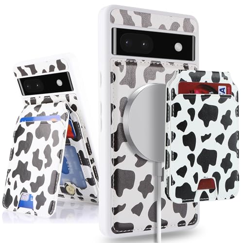 Étui Google Pixel 6a SailorTech avec porte-carte détachable et motif vache en cuir