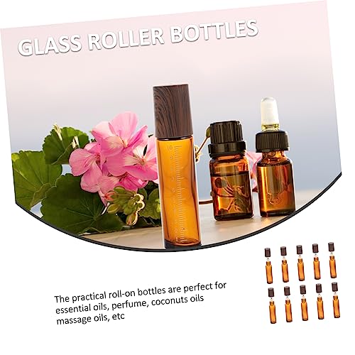 Beaupretty 10 Pçs Rolo De Grão De Madeira Garrafa De Rolo De Vidro Transparente Frasco De Perfume De
