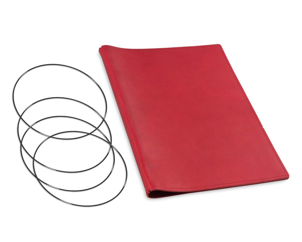 A4+, revolutionäres, nachhaltiges X17-Konzept für Notizbuch, Personal Organizer und Terminplaner/Hülle für 3 Hefte! Belgisches Leder rot, Made in Germany, 17 Jahre Garantie*