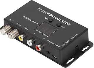 Bewinner1 Modulador UHF, modulador de conexão de TV, conversor AV para RF, extensor infravermelho com tela de canal, nível de saída de áudio/vídeo ajustável para fonte AV