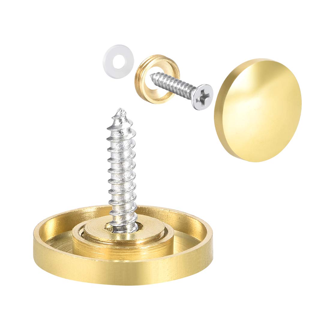 Polished Gold Mirror Screws - Decorative Caps -9