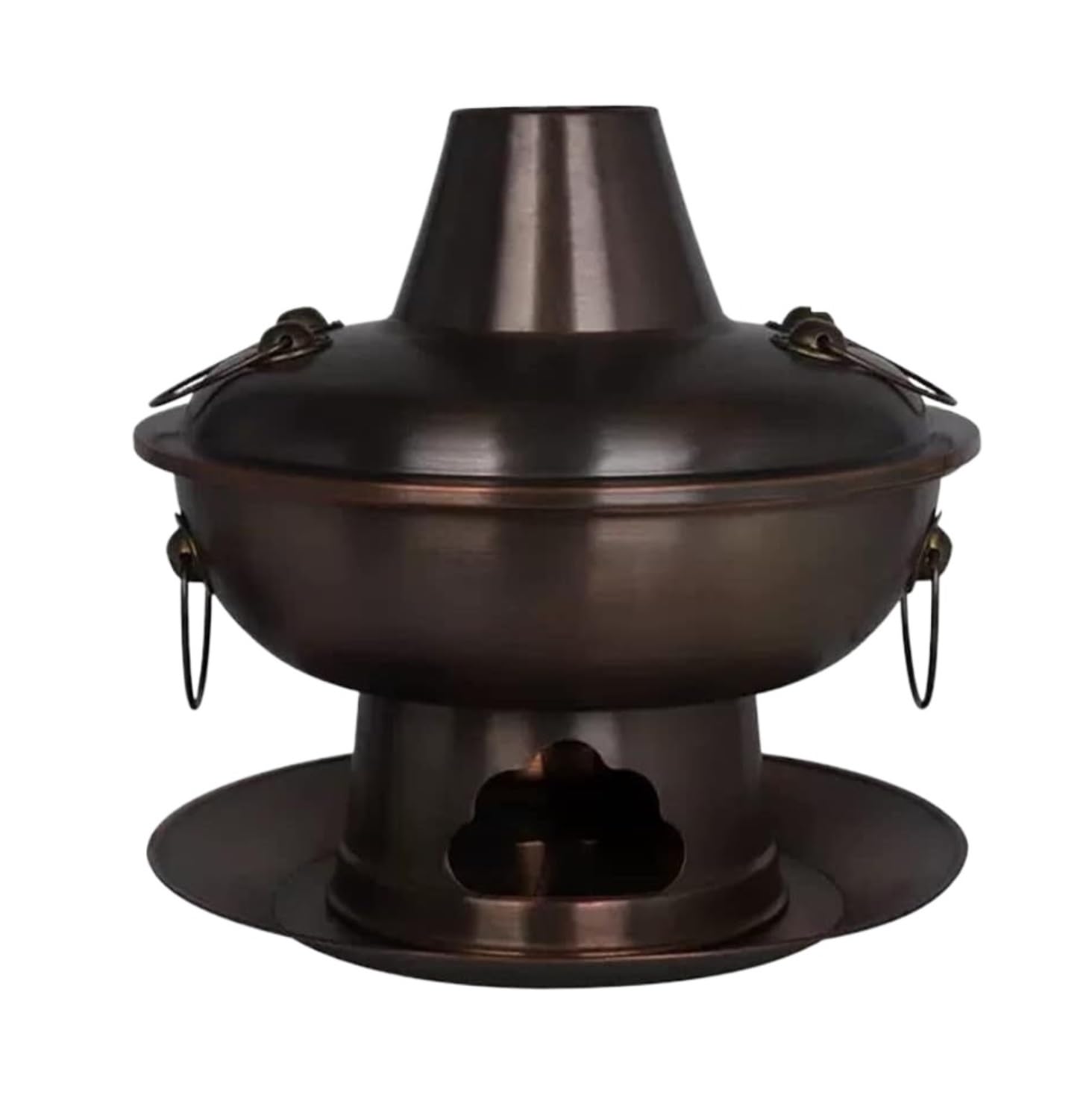 INUUXLG Chinese Hotpot Copper Hot Pot Thickened Pure Purple Copper Multi-Person Hot Pot Mongolian Hot Pot Cookware for Family Copper Hot Pot(38cm) (A 38cm)