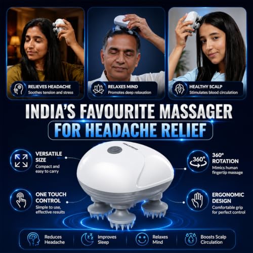 Image of MILDCARES S1 Pro Electric Scalp Massager with 96 Soft Detachable Silicone Nodes | Waterproof Rechargeable Head & Hair Massager | Deep Kneading, Stress Relief & Hair Growth Support | Smart Scalp Massager (White, 1-Year Warranty)