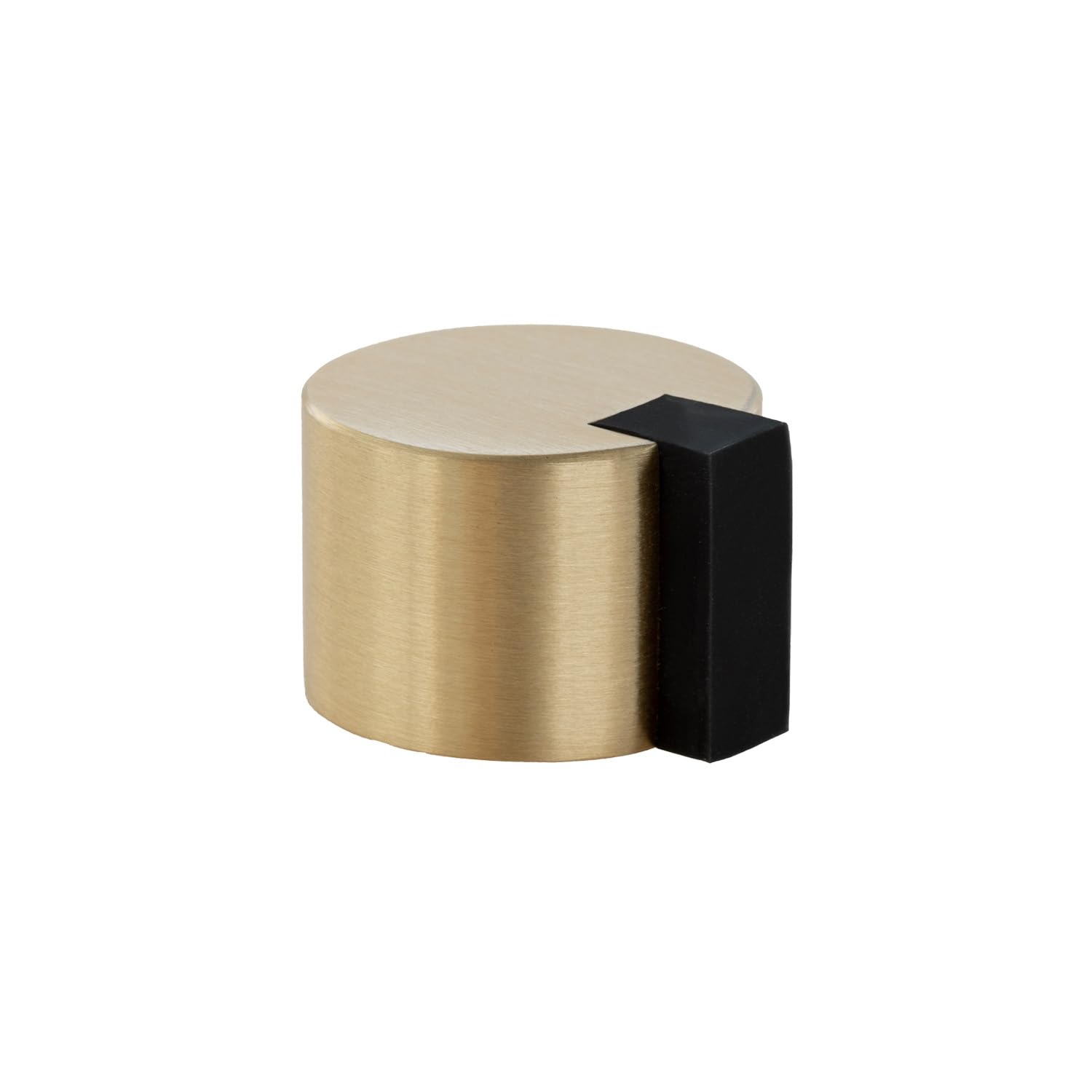 EVI Herrajes | Gold Door Stop | Adhesive Installation | Ø28x20mm | Brass Body | Black Rubber Protection | Functional and Decorative | I-19328LMT