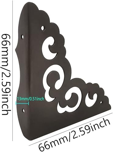Miniatura 2 de Protector de esquina, 4 piezas de metal antiguo decorativo para cajón, armarios, escritorios, joyas, puertas, cajones, mesas, guardias, muebles,