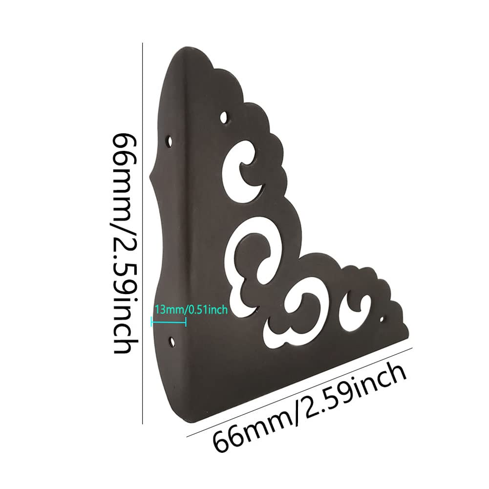 Corner Protector Edge 4 Pcs Antique Metal Decorative Box Bumpers for Cabinet Chest Desks Jewelry Door Drawer Tables Guard Furniture Hardware Accessories (Ancient Black), CH-6665778